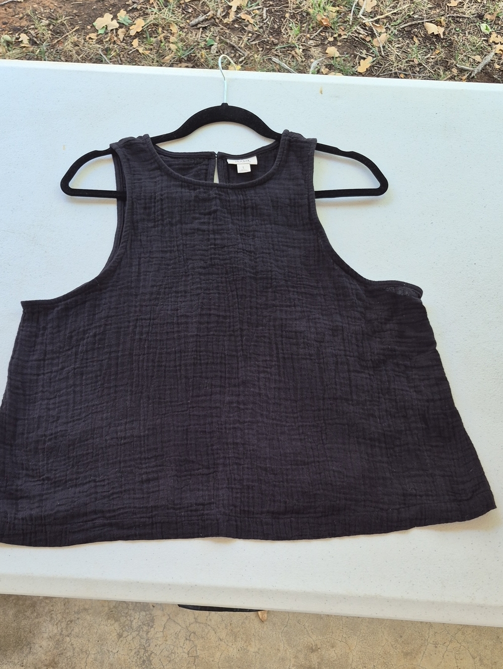 a.n.a Black Textured Sleeveless Tank